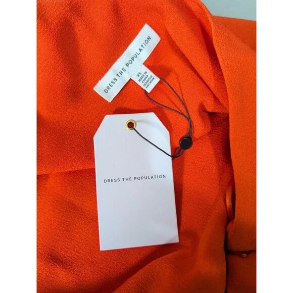 Dress the Population Tiffany Womens XL Poppy One Shoulder Bow Midi Sheath NWT - Picture 7 of 12